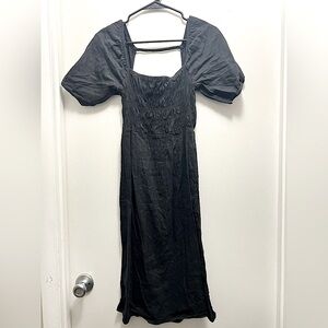 Forever 21 Black Puff Sleeve Midi Dress, Size medium